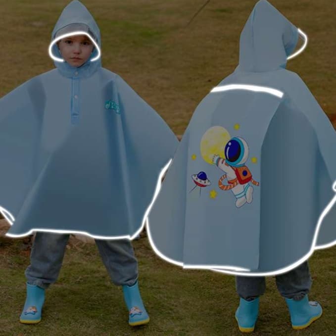 レインウェア 透明フード付き キッズポンチョ