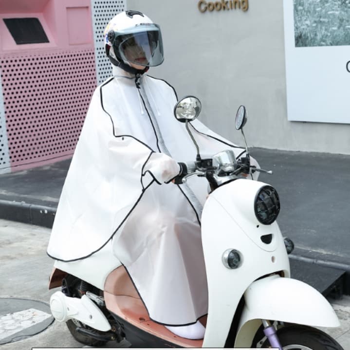 レインウェア 透明キャノピー付き二輪車用レインポンチョ
