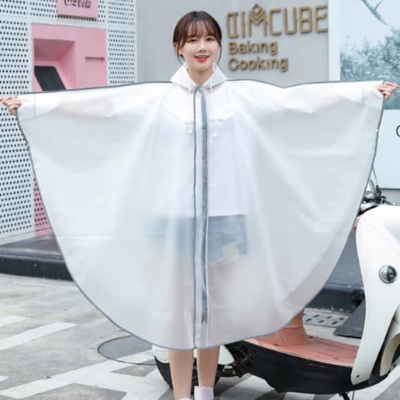 レインウェア 透明キャノピー付き二輪車用レインポンチョ