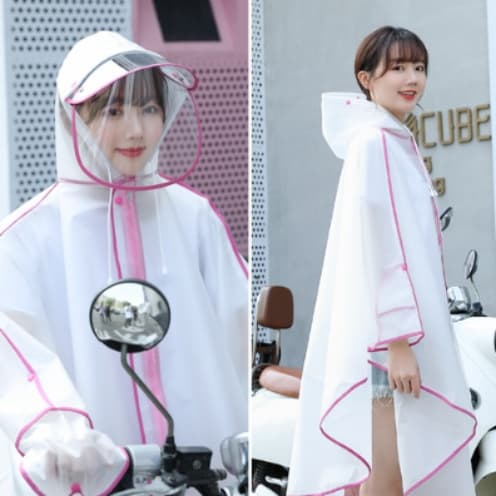 レインウェア 透明キャノピー付き二輪車用レインポンチョ