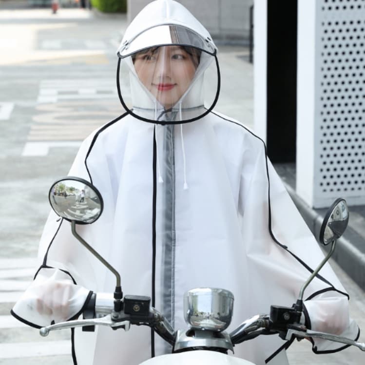 レインウェア 透明キャノピー付き二輪車用レインポンチョ