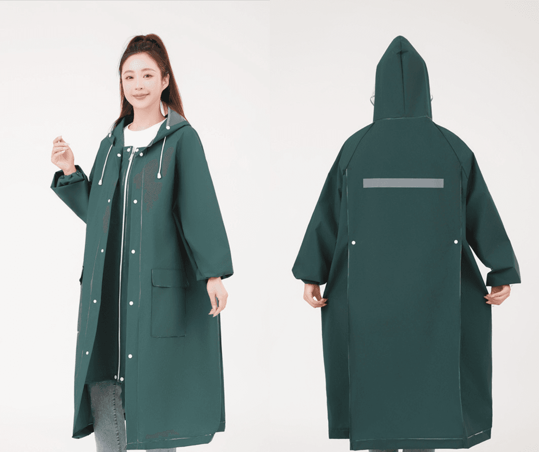 レインウェア ロング丈フード付き雨合羽