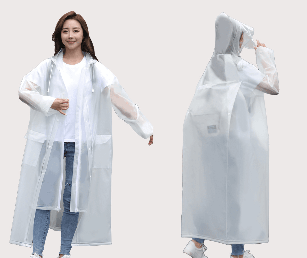 レインウェア ロング丈フード付き雨合羽