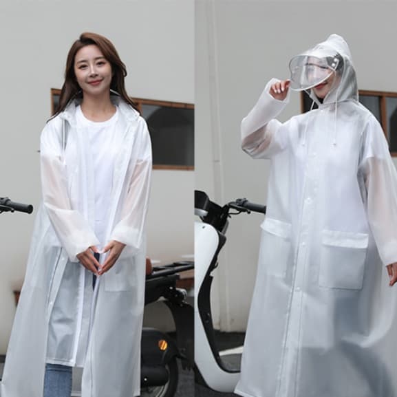 レインウェア ロング丈フード付き雨合羽