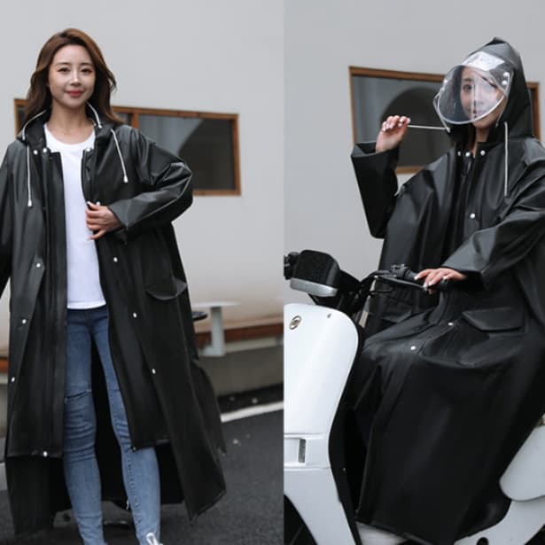 レインウェア ロング丈フード付き雨合羽
