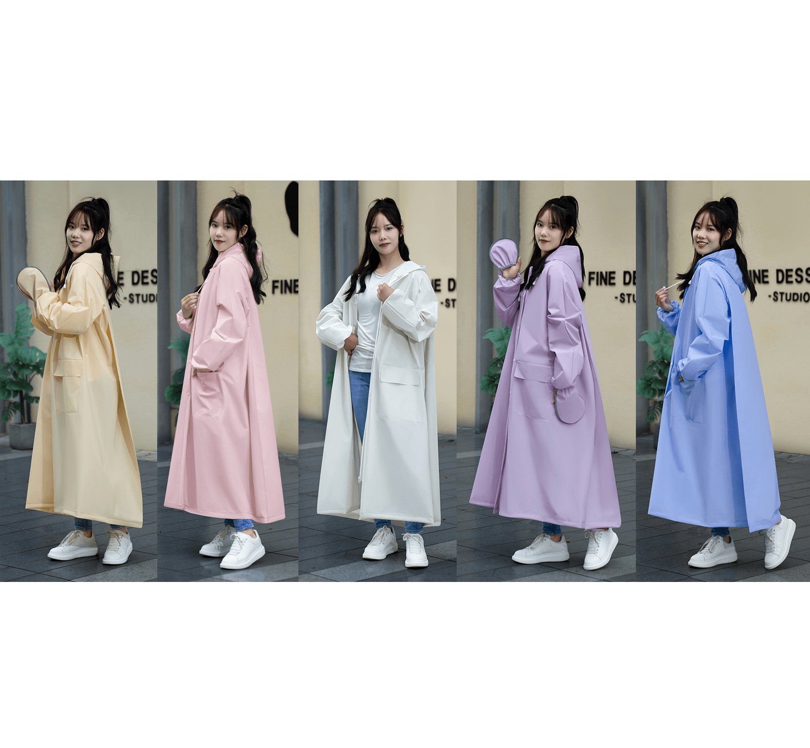 レインウェア  防水ロングレインコート