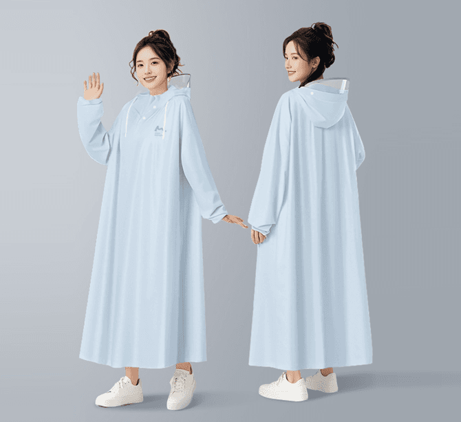 ふんわり優美なマキシ丈レインウェア
