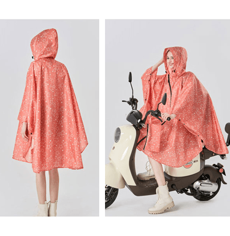 優雅な花柄ポンチョ風レインウェア