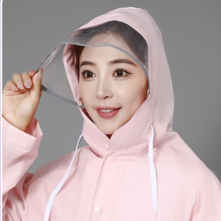 華やかフリル付きロング丈レインウェア