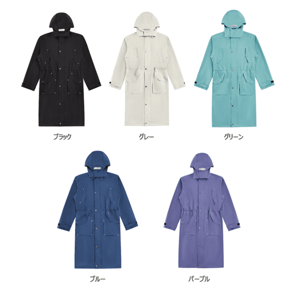 レインウェア 雨粒煌めき ユース ロングコート