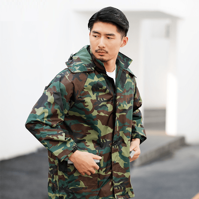 レインウェア 迷彩柄ツーピースレインスーツ