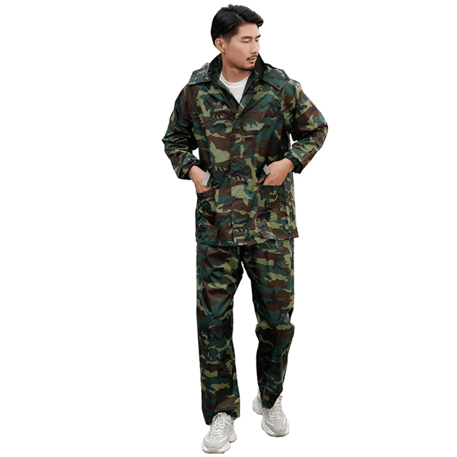 レインウェア 迷彩柄ツーピースレインスーツ