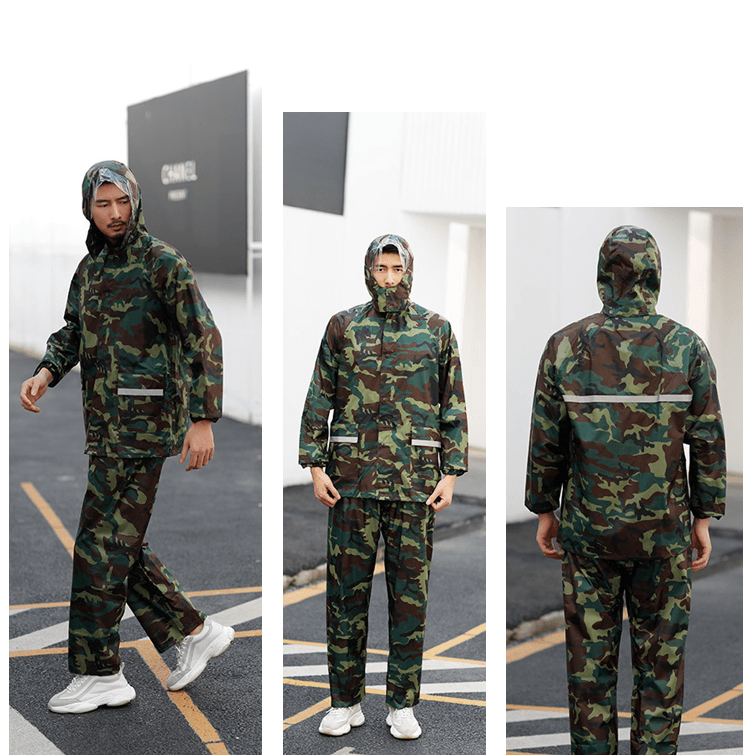 レインウェア 迷彩柄ツーピースレインスーツ