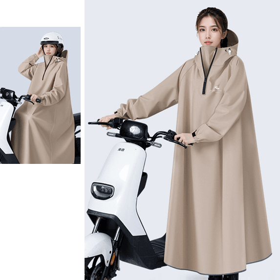 レインウェア 優美なロング丈レインポンチョ