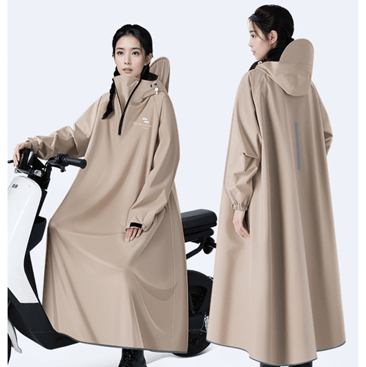 レインウェア 優美なロング丈レインポンチョ