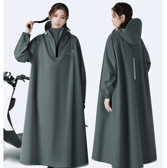 レインウェア 優美なロング丈レインポンチョ