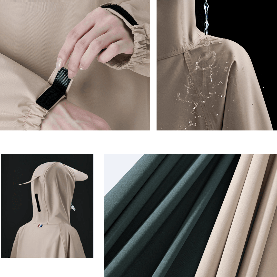 レインウェア 優美なロング丈レインポンチョ