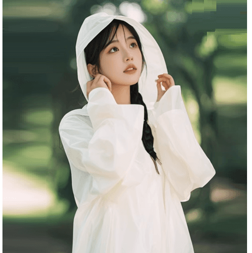 ふんわり優美なマキシ丈レインウェア