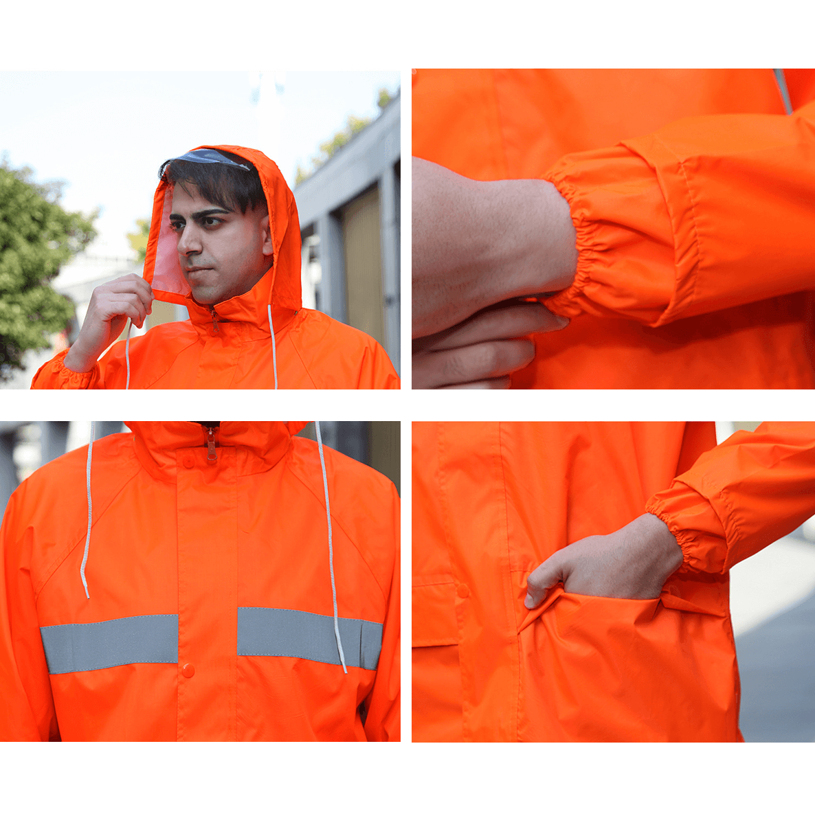 視認性抜群の作業用レインウェア