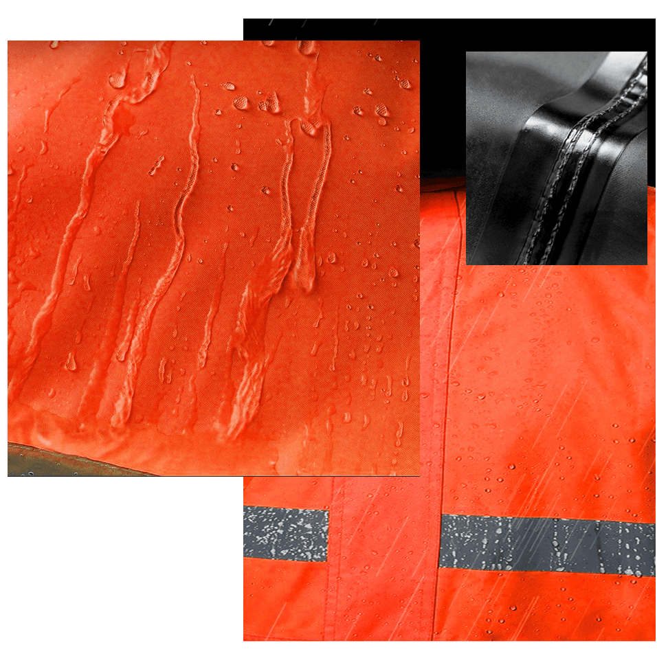 視認性抜群の作業用レインウェア