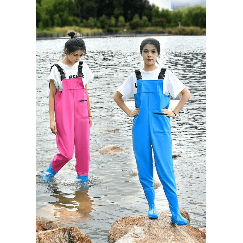 レインウェア 防水つなぎ型レディース胴付きウェーダー