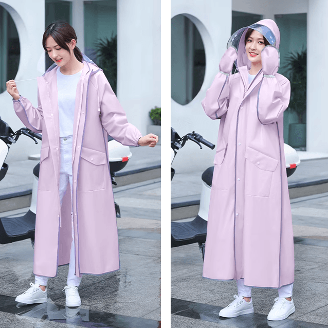 レインウェア 上品な襟付きロングレインコート