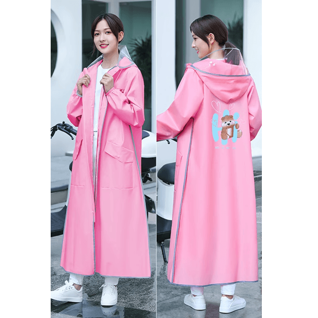 レインウェア 上品な襟付きロングレインコート