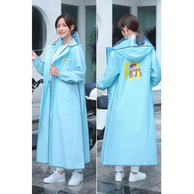 レインウェア 上品な襟付きロングレインコート