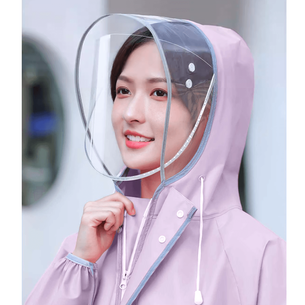 レインウェア 上品な襟付きロングレインコート