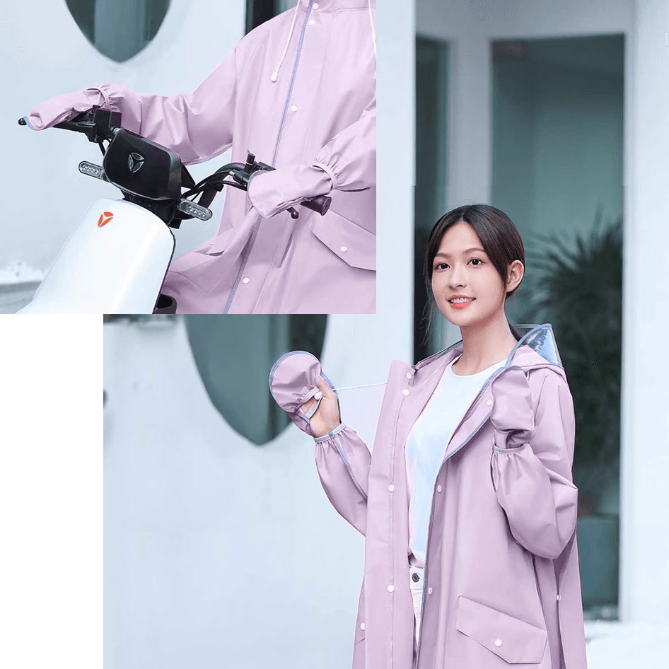 レインウェア 上品な襟付きロングレインコート