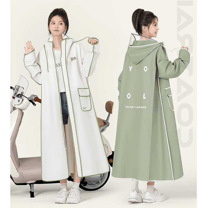 レインウェア スタイリッシュ ロング丈 フード付きレインコート