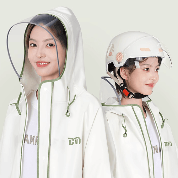 レインウェア スタイリッシュ ロング丈 フード付きレインコート