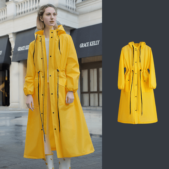 レインウェア 上品スタイリッシュロングレインコート