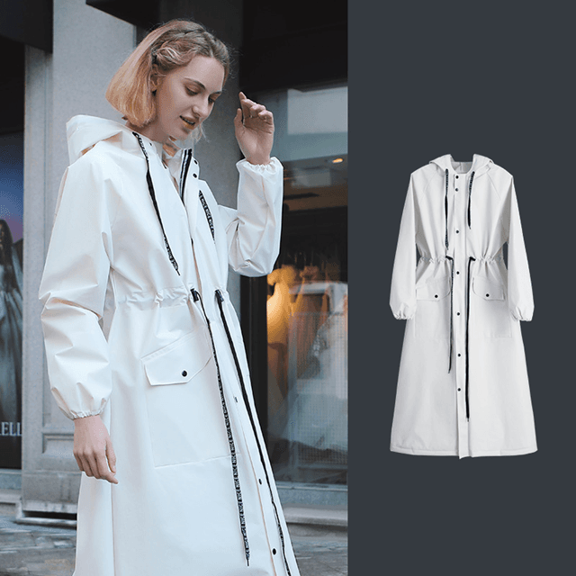 レインウェア 上品スタイリッシュロングレインコート