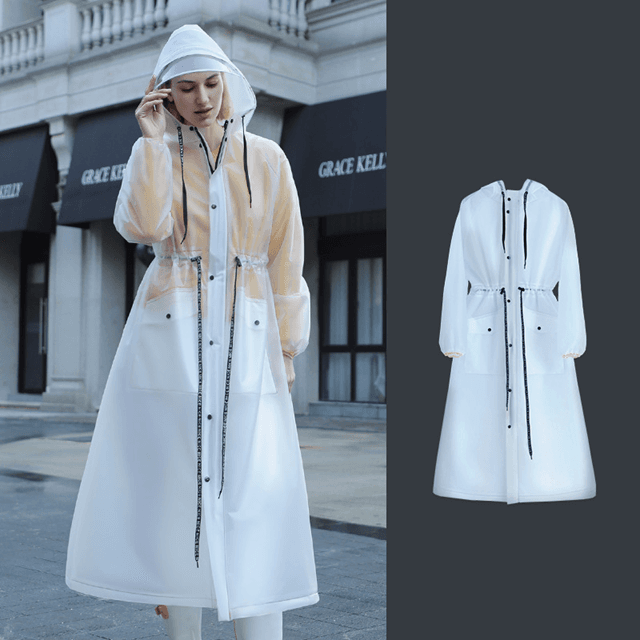レインウェア 上品スタイリッシュロングレインコート