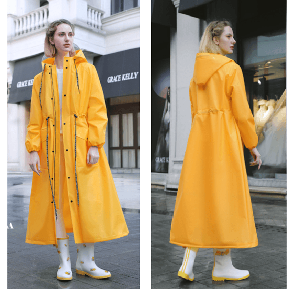 レインウェア 上品スタイリッシュロングレインコート