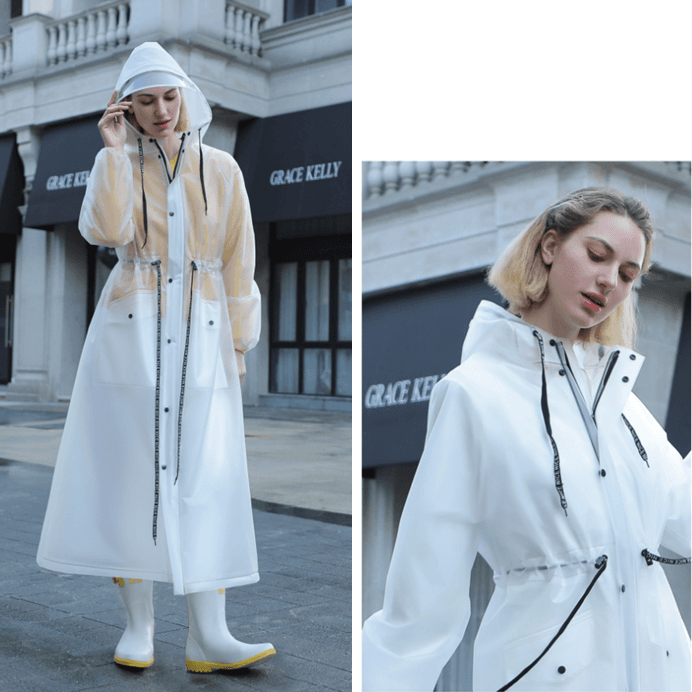 レインウェア 上品スタイリッシュロングレインコート