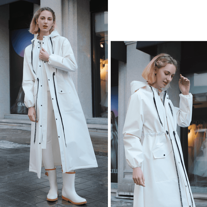 レインウェア 上品スタイリッシュロングレインコート