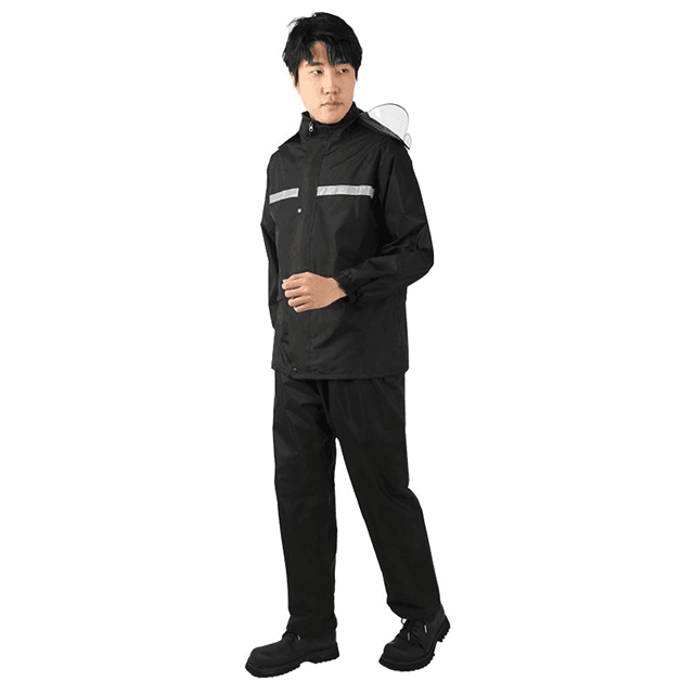 レインウェア 二重帽子付き防水アウトドアレインスーツ