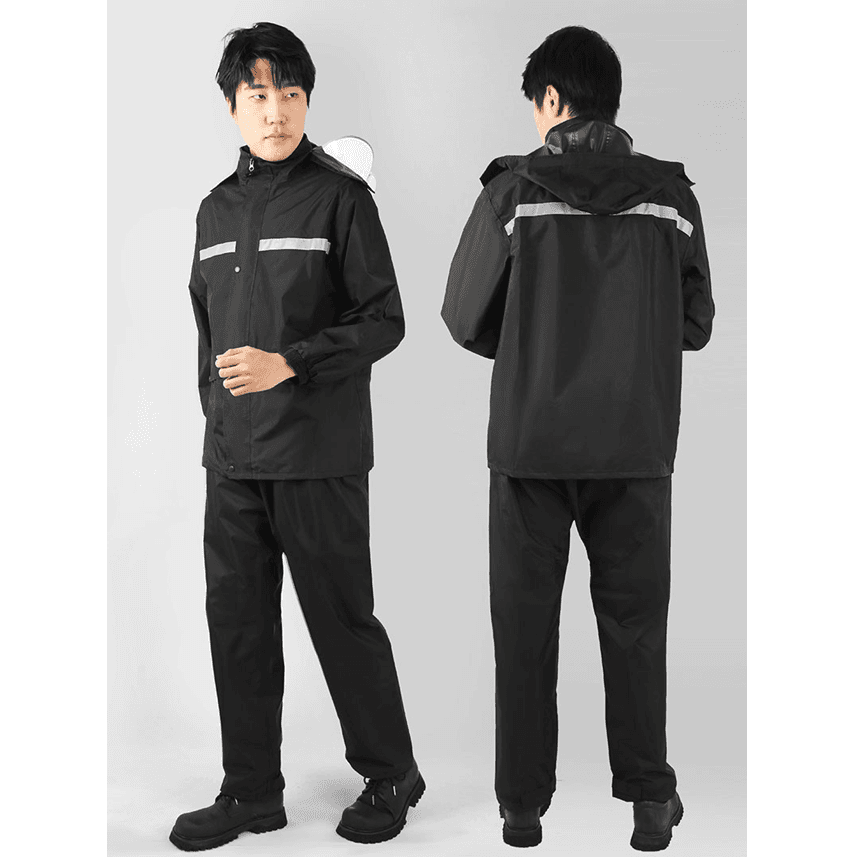 レインウェア 二重帽子付き防水アウトドアレインスーツ