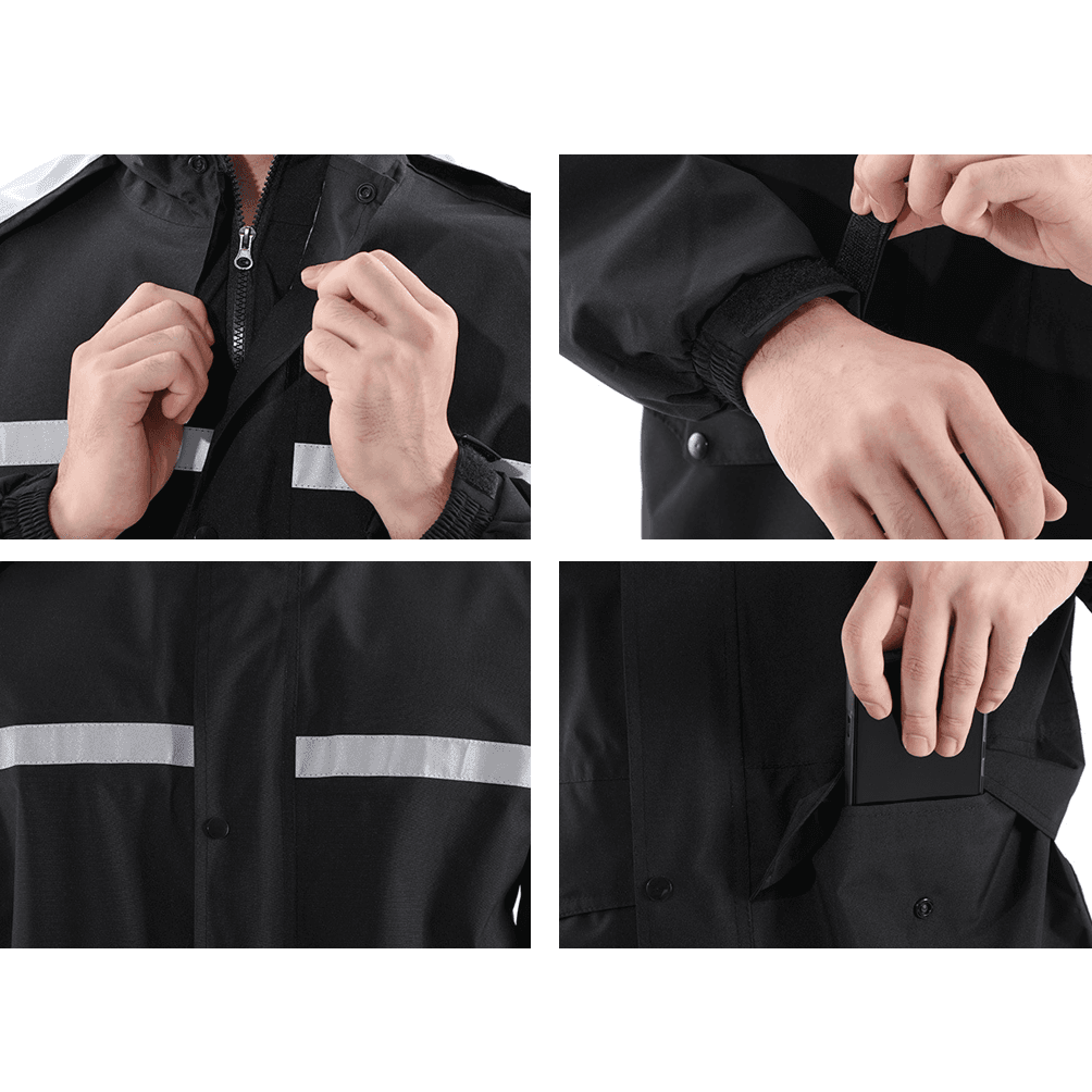 レインウェア 二重帽子付き防水アウトドアレインスーツ