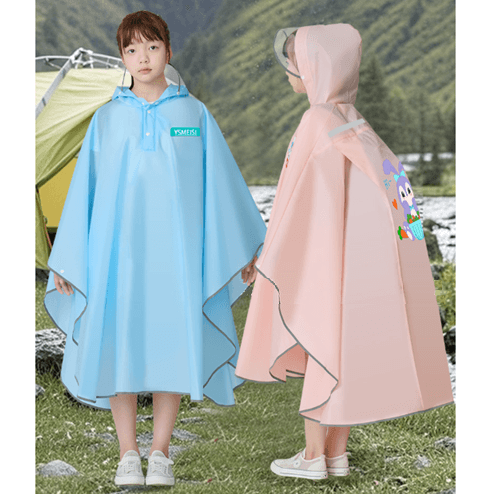 レインウェア 透明フード付き キッズポンチョ