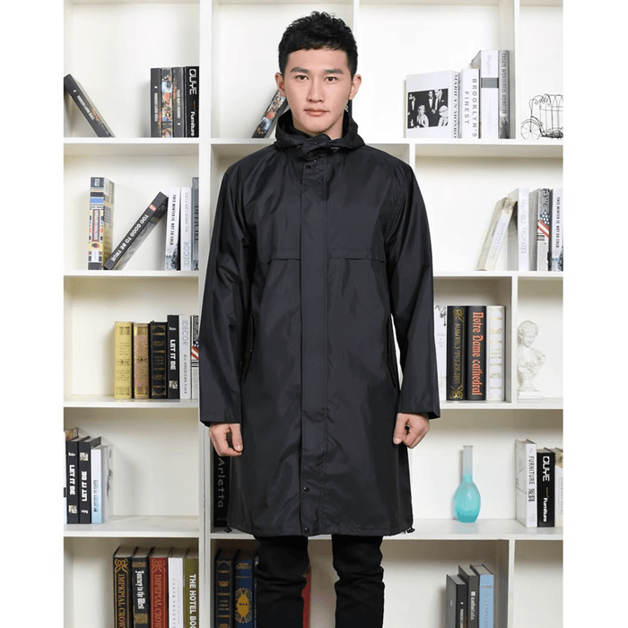 レインウェア シンプル防水ロングレインコート