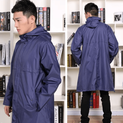 レインウェア シンプル防水ロングレインコート