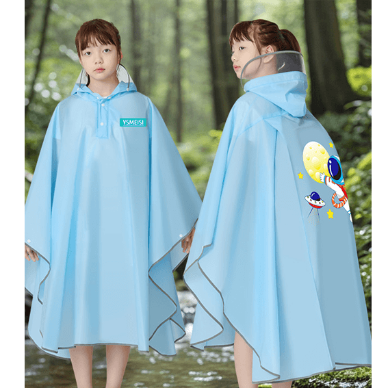 レインウェア 透明フード付き キッズポンチョ