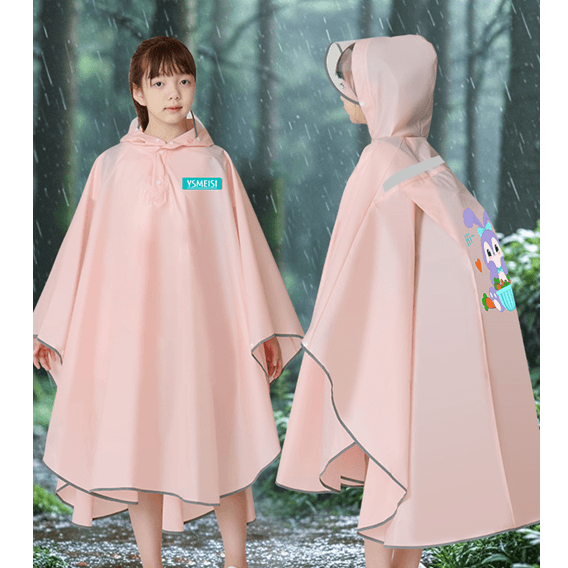 レインウェア 透明フード付き キッズポンチョ