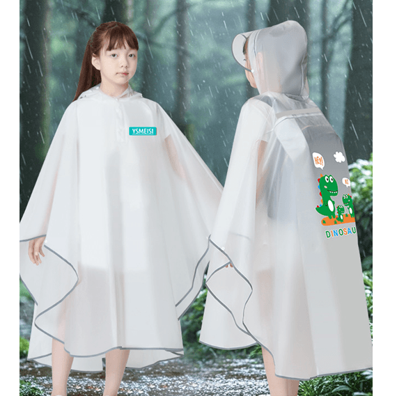 レインウェア 透明フード付き キッズポンチョ