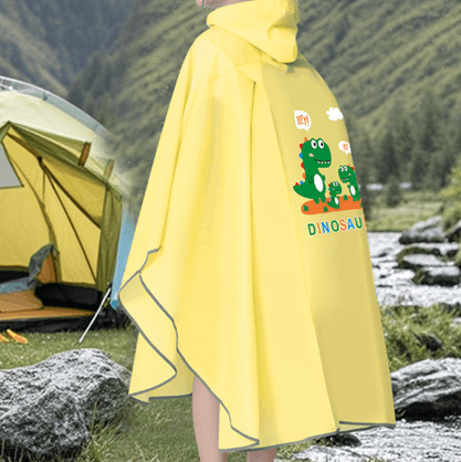 レインウェア 透明フード付き キッズポンチョ