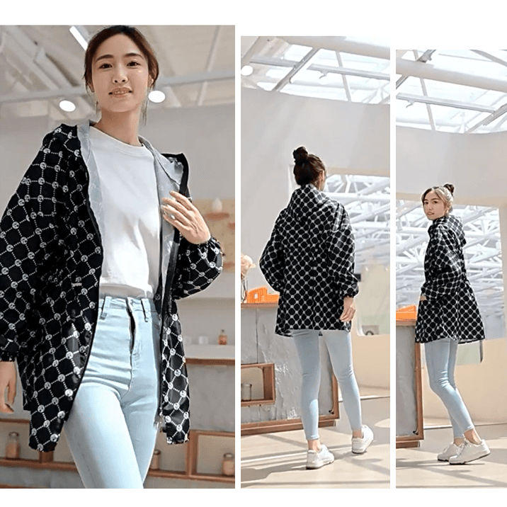 ラウンドチェック柄レインウェア