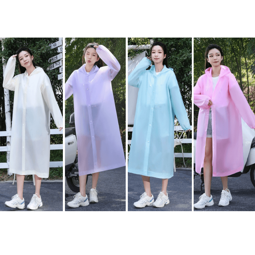 携帯便利な収納袋付きロングレインウェア